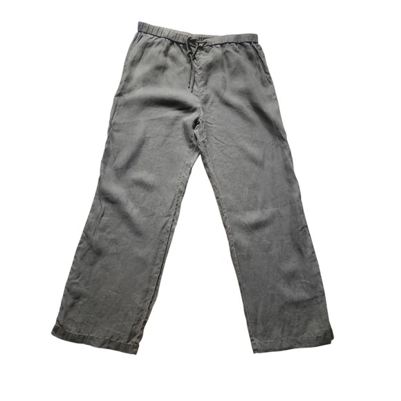 James Perse Lightweight Linen Pants Womens L Moss Green Boho Lagenlook Resort - Picture 1 of 7